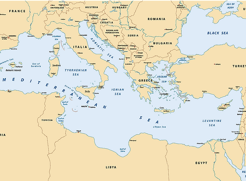 Map showing the Adriatic Sea.