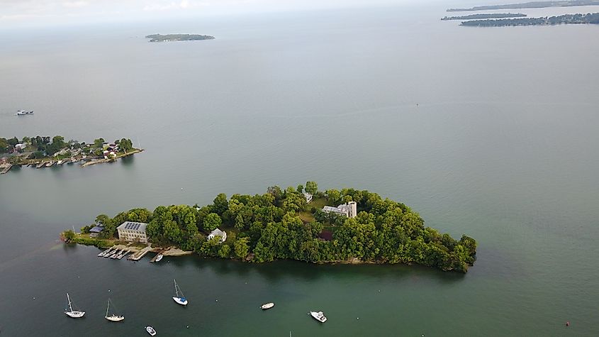 Aerial view of Gibraltar Island in Lake Erie.