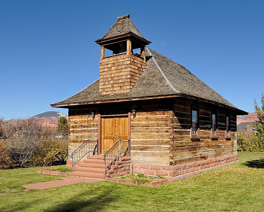 Log School and Church in Torrey, Utah.