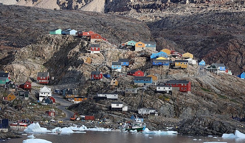 Colorful houses in the village of Uummannaq, Greenland, Denmark