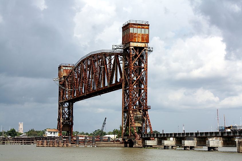 Union Pacific Railroad bridge over the Atchafalaya River between Berwick and Morgan City, Louisiana