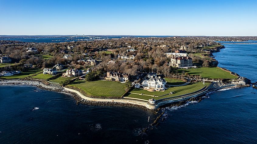 Aerial view of Newport in Rhode Island.