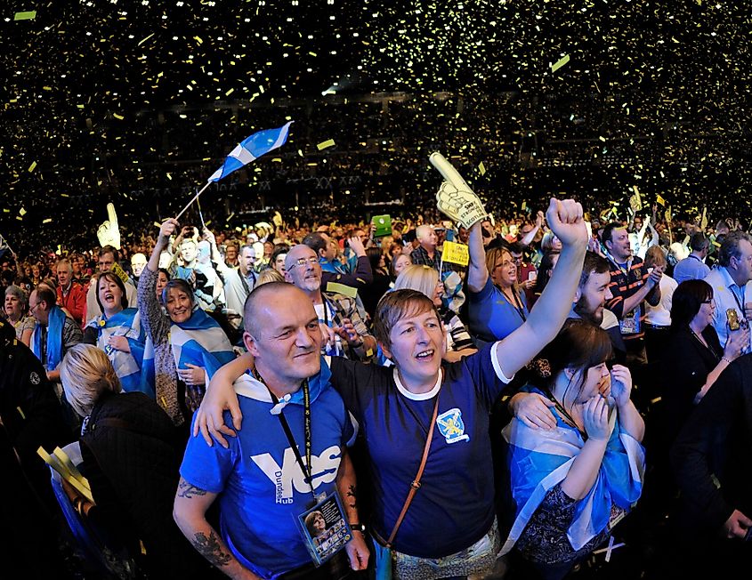 Pro independence supporters gather in Glasgow in 2014. Image credit Altopix via Shutterstock.