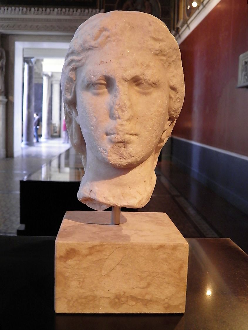 Head of an ancient Greek woman said to be Arete of Cyrene