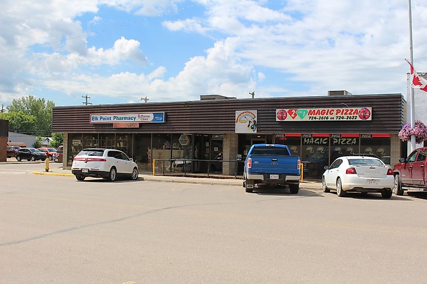 Street view in Elk Point, Alberta.