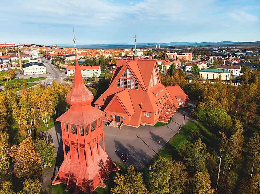 Kiruna, the northernmost town in Sweden, province of Lapland, summer sunny day. 