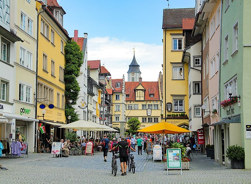 Crowded street in Lindau, Germany.