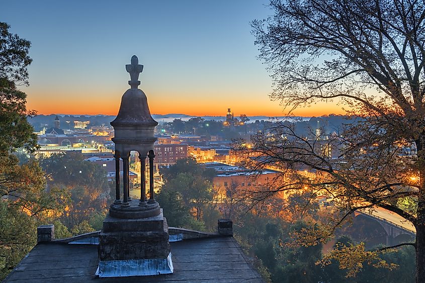 Rome, Georgia, USA, downtown historic cityscape at twilight.