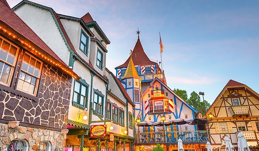 The city of Helen, Georgia is a replica of a Bavarian alpine town catering mainly to tourism and the German style architecture is city mandated.