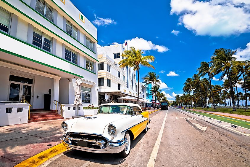 Miami South Beach Ocean Drive colorful Art Deco street architecture 