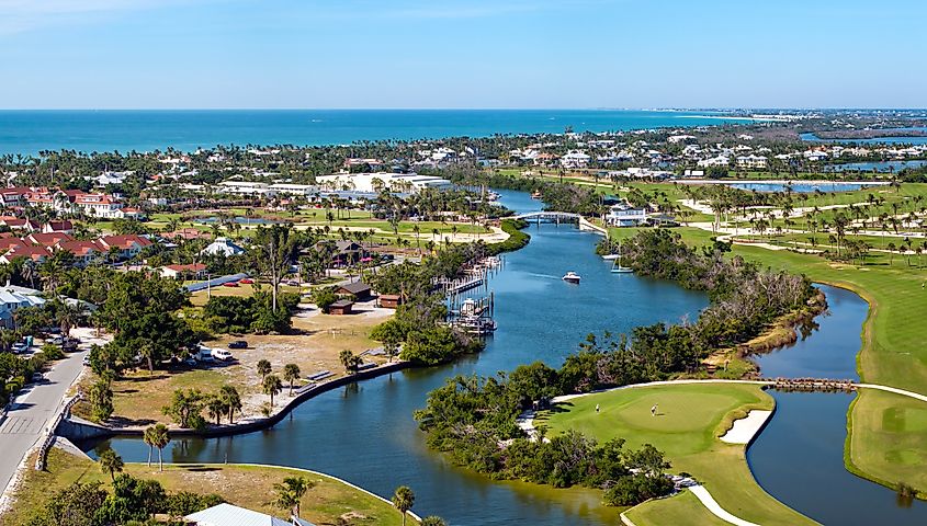 Aerial view of Boca Grande, Florida.