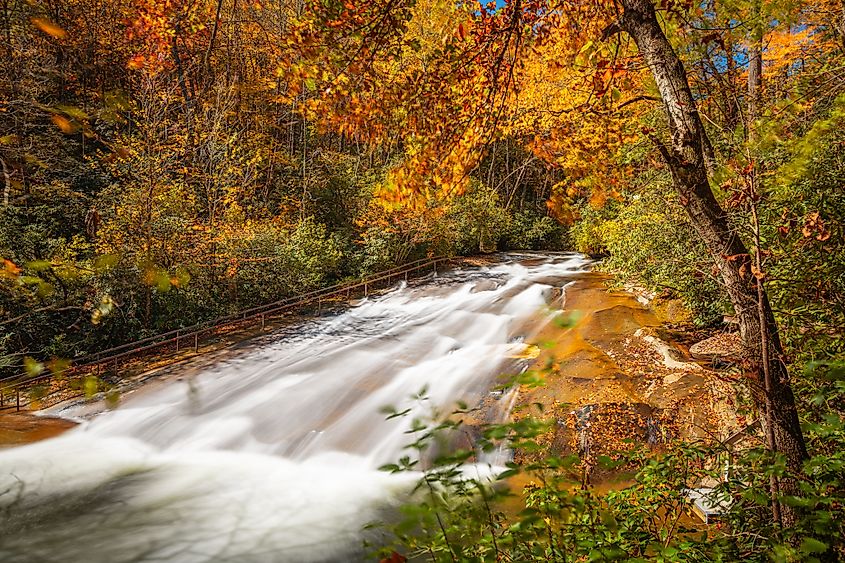 Sliding Rock Falls on Looking Glass Creek in Pisgah National Forest, North Carolina