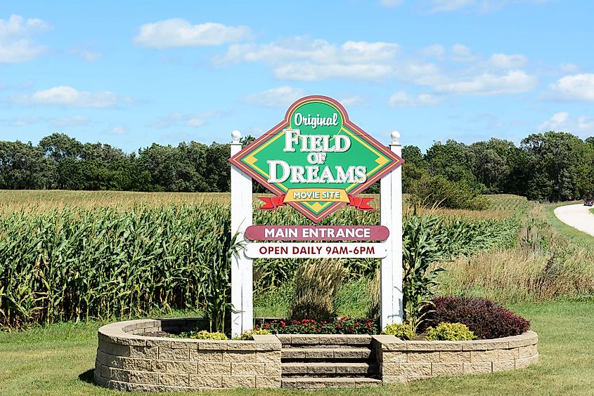 A sign in Dyersville marking the filming site of the movie, The Field of Dreams.