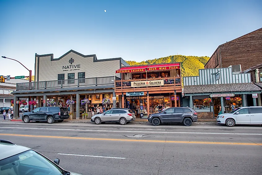 Local businesses in downtown Jackson, Wyoming.