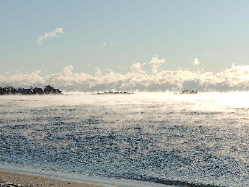 Sea Smoke off Marblehead, Massachusetts.