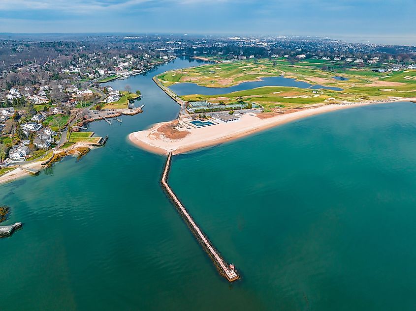 Entrance to Southport Harbor, Connecticut.