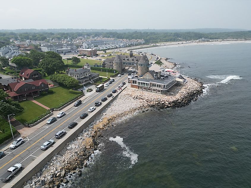 Drone view over Narragansett, Rhode Island.