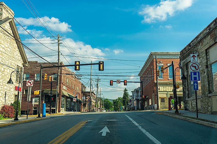 Wooden and brick buildings and houses in Bedford County in the U.S. state of Pennsylvania