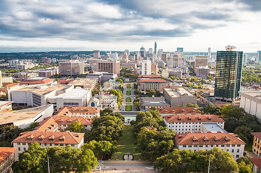 Downtown Austin, Texas from the University's tower