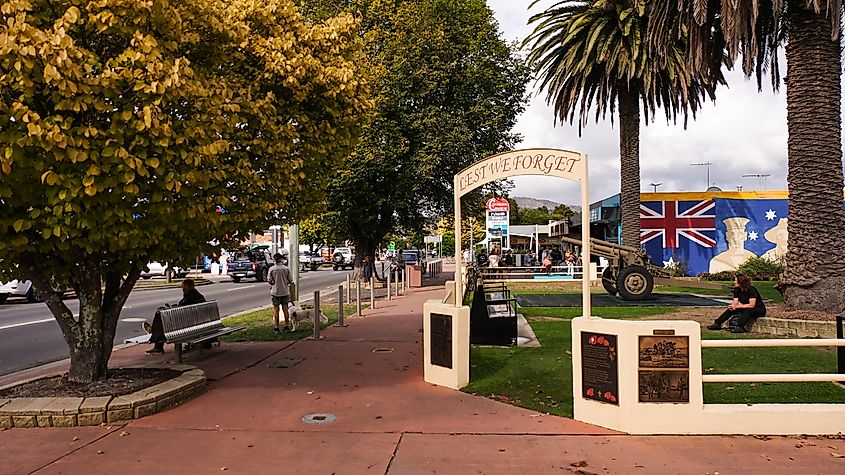 Main Street at St Helens, Tasmania, Australia.