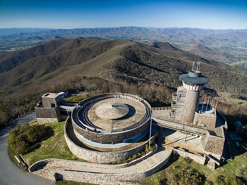 Aerial view of the Brasstown Bald complex, the tallest mountain in Georgia