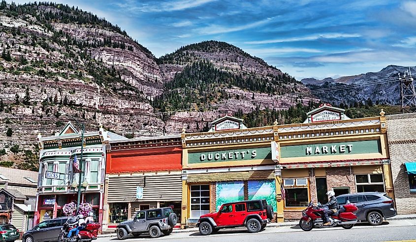 The historic mainstreet in Ouray, Colorado.