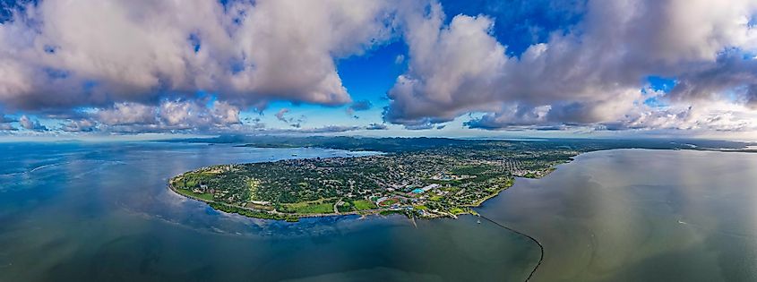 Aerial panoramic view of the Fijian Capital city.