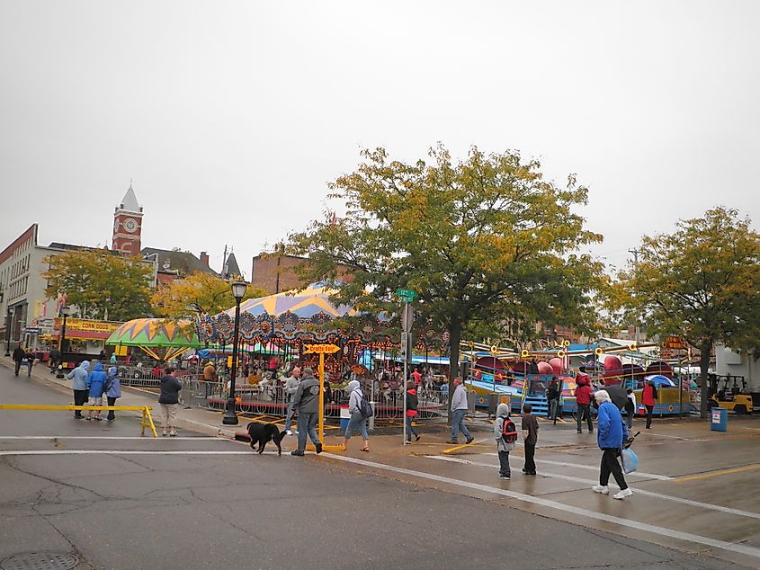 People celebrating Cheese Days Festival in Monroe, Wisconsin.