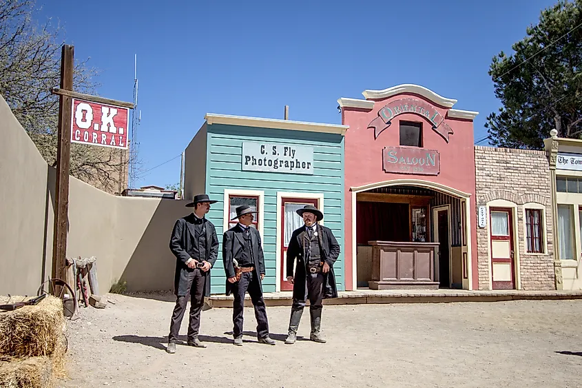 Gunfight at the famous OK Corral in Tombstone, Arizona. Editorial credit: ehrlif / Shutterstock.com.