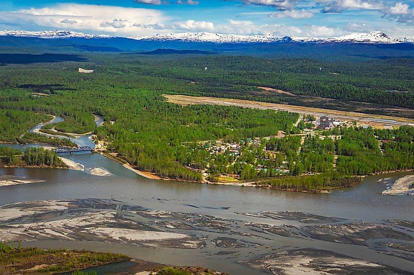 Aerial view of Talkeetna, Alaska.