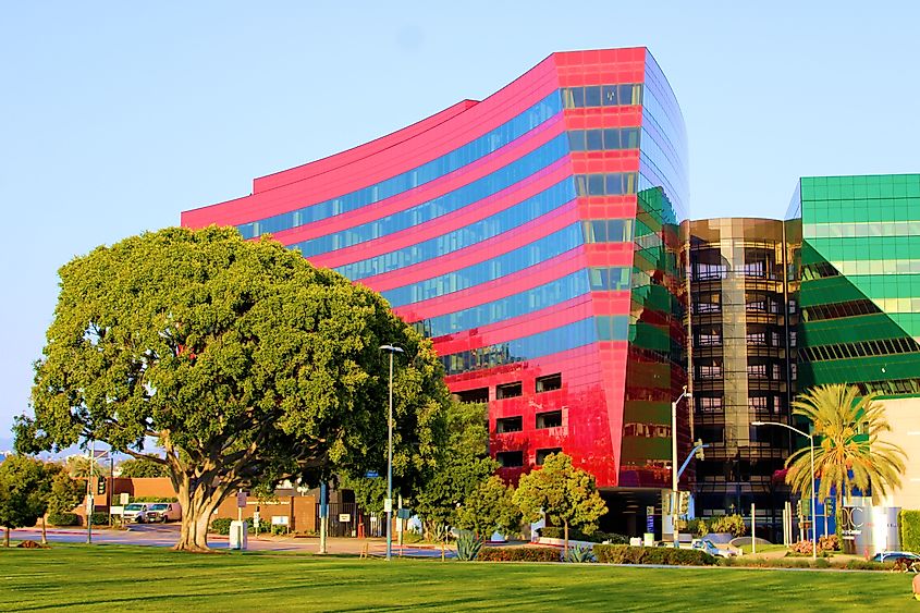Colorful highrise buildings in West Hollywood, California