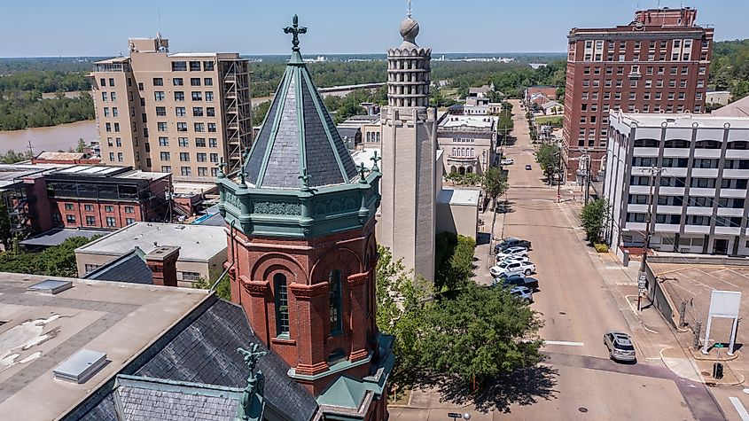 Overlooking downtown Vicksburg, Mississippi.