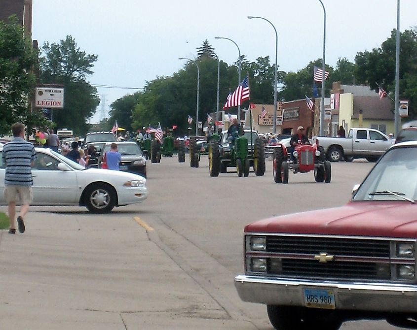 Tractor Trek on Main Avenue, Washburn, North Dakota.