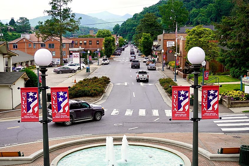 Sylva, North Carolina: View from historic Courthouse stairs.