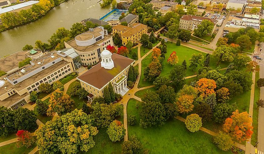 Overlooking Lawrence University, Appleton Wisconsin in autumn.