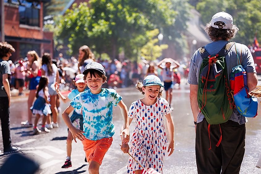 Kids celebrating in Aspen, Colorado.