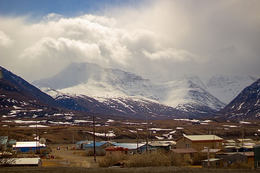 Village in Anaktuvuk Pass, Alaska, in the Brooks Range