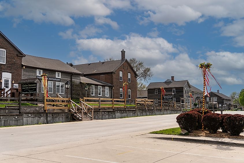 Historic homes in the town of Amana, Iowa.