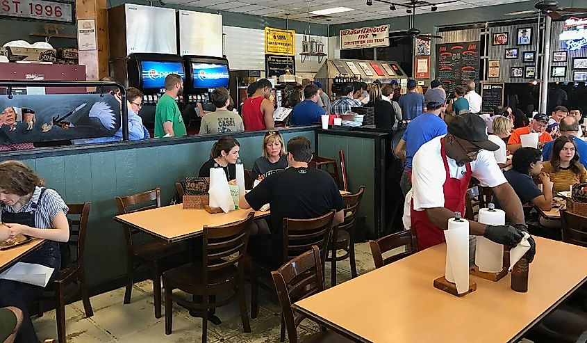 Waiting in line for BBQ at the original Joe's Kansas City Barbecue