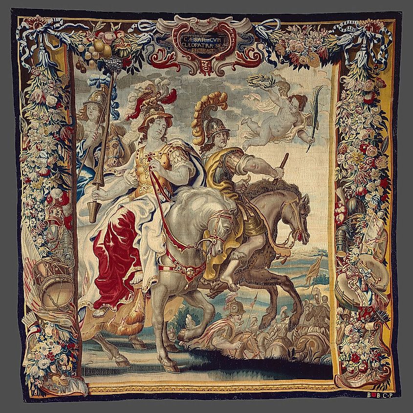 Caesar and Cleopatra enjoying themselves from the story of Caesar and Cleopatra by Justus van Egmont