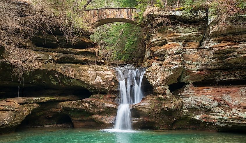 Waterfall at Hocking Hills State Park in the Hocking Hills region of Hocking County, Ohio, United States