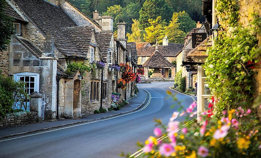 A street through Castle Combe, Cotswolds.