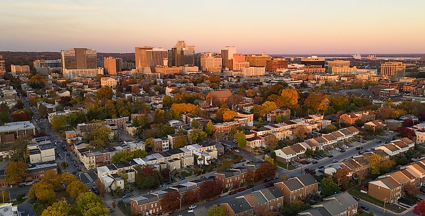 The skyline in Wilmington, Delaware, one of the safest regions from natural disasters in the United States.