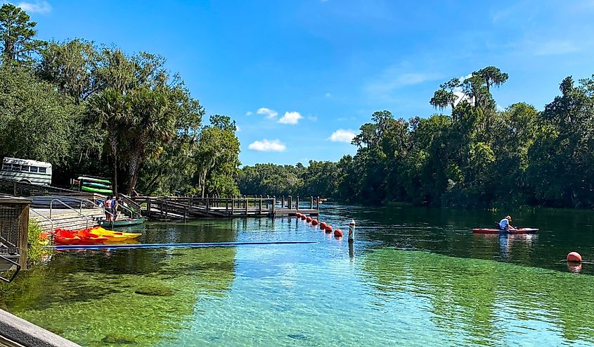 The Rainbow River near KP Hole County park in Dunnellon, Florida.