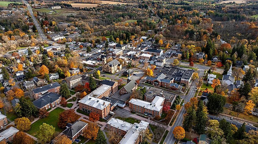 Aerial view of Cazenovia, New York.