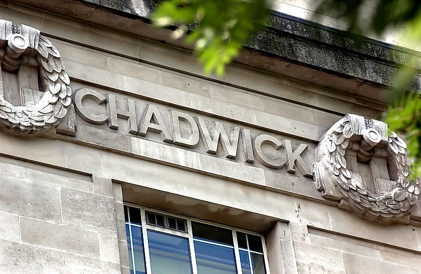 Edwin Chadwick's name as it appears on the Frieze of the London School of Hygiene & Tropical Medicine