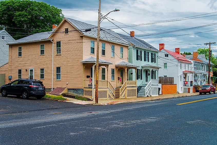 Colorful houses on a historic street in Winchester, Virginia, via Kosoff / Shutterstock.com