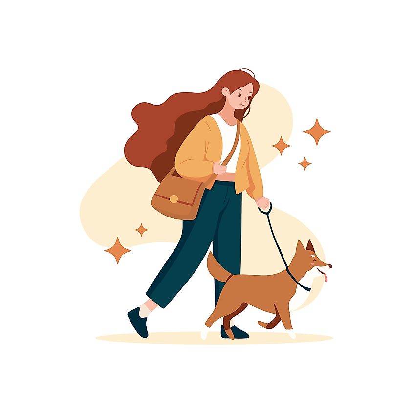 Woman walking her dog