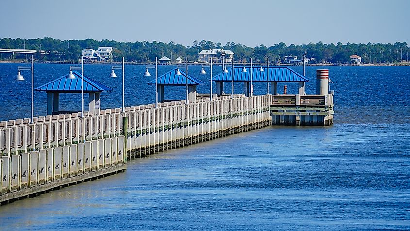 Pier in the marina at Bay of St. Louis, Mississippi.