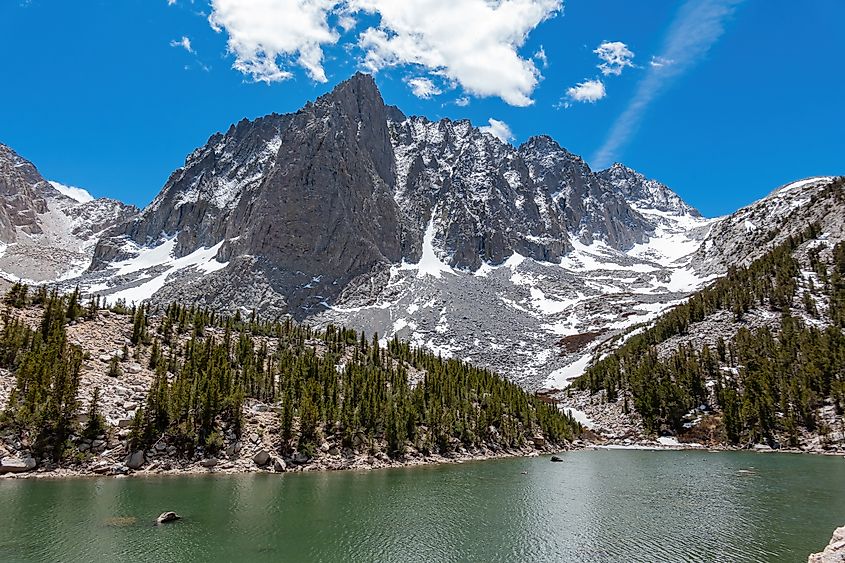 Beautiful lake landscape around Big Pine Creek Trail near Big Pine California